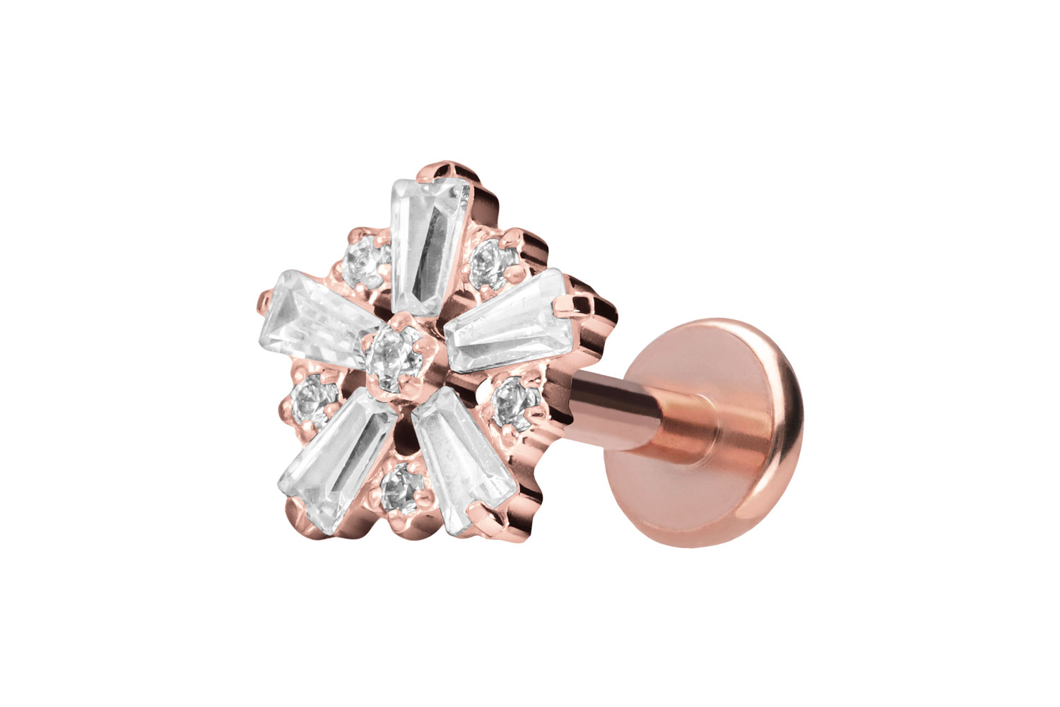 Titan Labret Piercing mit Push Fit SCHNEEFLOCKE